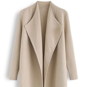 NWT Classy open front knit coat in light tan w pickets. Size M-L